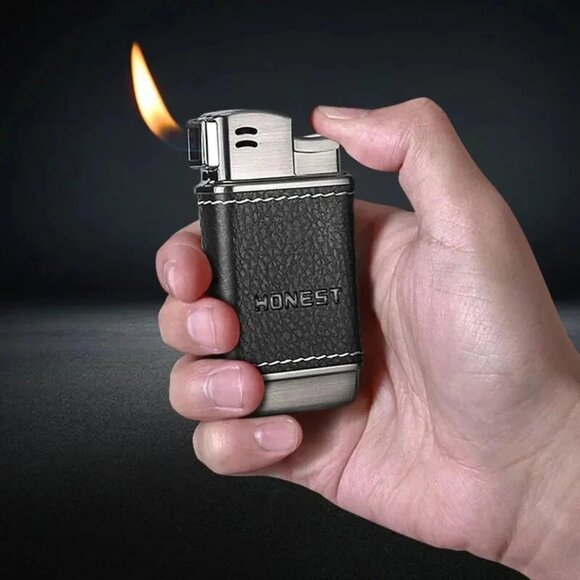 Honest Other - Honest Metal Cigarette Lighters Leather Refillable Adjustable Soft Flame Butane